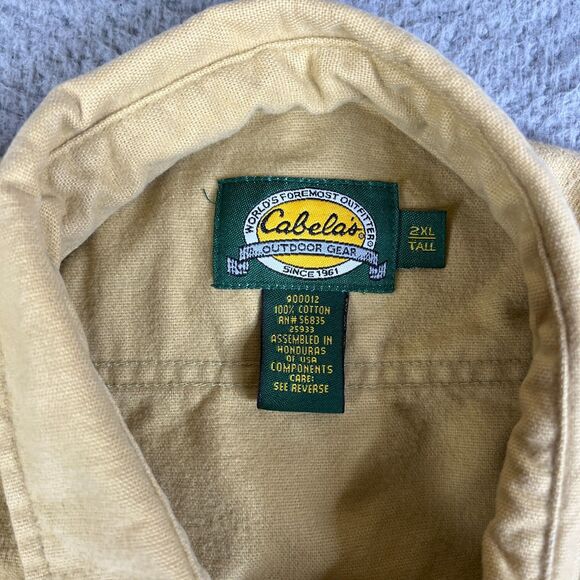 Cabelas Chamois Shirt Men 2XLT Khaki Beige Button Collar Utility Outdoor Shacket - Picture 4 of 10